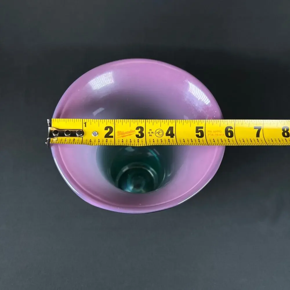 Michelle Kaptur 81' Art Glass Vase Turquoise Pink White Artisan Bend Oregon VNTG